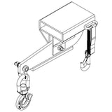 Vestil D-FORK / S-FORK Forklift Hoisting Hook — Fork-Mounted Crane Hook with Shackle & 48" Safety Restraint, 4,000–10,000 lb