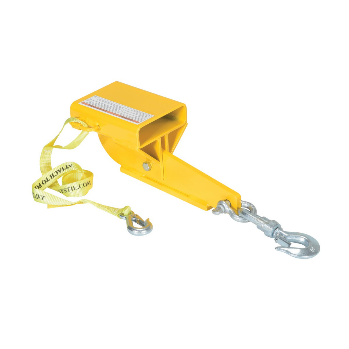 Vestil D-FORK / S-FORK Forklift Hoisting Hook — Fork-Mounted Crane Hook with Shackle & 48" Safety Restraint, 4,000–10,000 lb