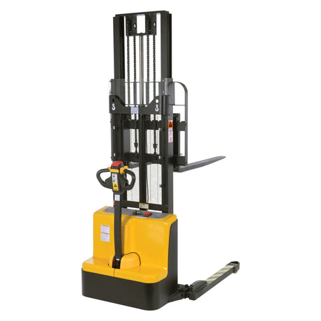 Vestil S2 Variable Speed Drive Double Mast Fully Powered Stacker | 2,200 lb Capacity, 118" Lift, Adjustable Forks, 24V Electric