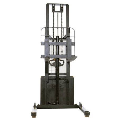 Vestil S2 Variable Speed Drive Double Mast Fully Powered Stacker | 2,200 lb Capacity, 118" Lift, Adjustable Forks, 24V Electric