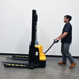 Vestil S2 Variable Speed Drive Double Mast Fully Powered Stacker | 2,200 lb Capacity, 118" Lift, Adjustable Forks, 24V Electric