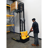 Vestil S2 Variable Speed Drive Double Mast Fully Powered Stacker | 2,200 lb Capacity, 118" Lift, Adjustable Forks, 24V Electric