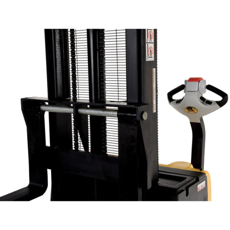 Vestil S3 Double Mast Stacker with Powered Drive & Lift | 3,000 lb Capacity, 43"–125" Lift, Fully Powered 24V, Adjustable Forks