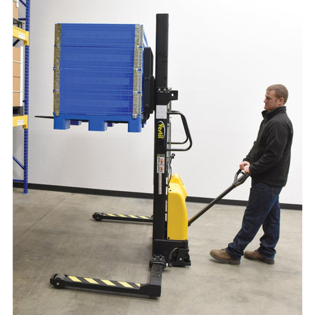 Vestil SE/HP Combination Hand Pump & Electric Stacker | 2,000 lb Capacity, 63"-118" Lift, Dual-Power, Skid Stacker
