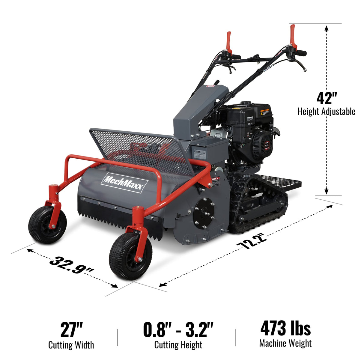 MechMaxx 27" Walk-Behind Flail Mower, 10HP 302cc, Tracked, SFM27T