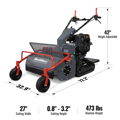 MechMaxx 27" Walk-Behind Flail Mower, 10HP 302cc, Tracked, SFM27T