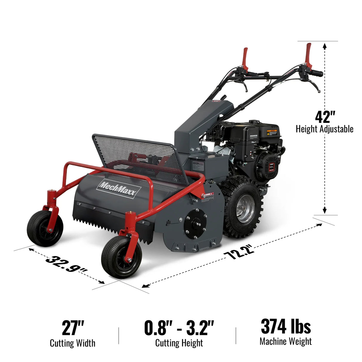 MechMaxx 27" Walk-Behind Flail Mower, 10HP 302cc, Wheeled, SFM27W