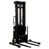Vestil SL Series Semi-Electric Stacker with Powered Lift — 2,000 lb Capacity, Adjustable or Fixed Forks, Lift Heights 63" to 150"