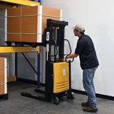 Vestil SL Series Semi-Electric Stacker with Powered Lift — 2,000 lb Capacity, Adjustable or Fixed Forks, Lift Heights 63" to 150"