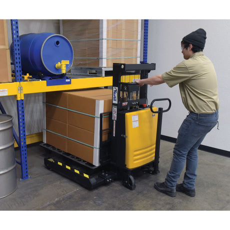 Vestil SL3 Heavy-Duty Semi-Electric Stacker with Powered Lift — 3,000 lb Capacity, Adjustable Forks, 36" or 63" Lift Heights