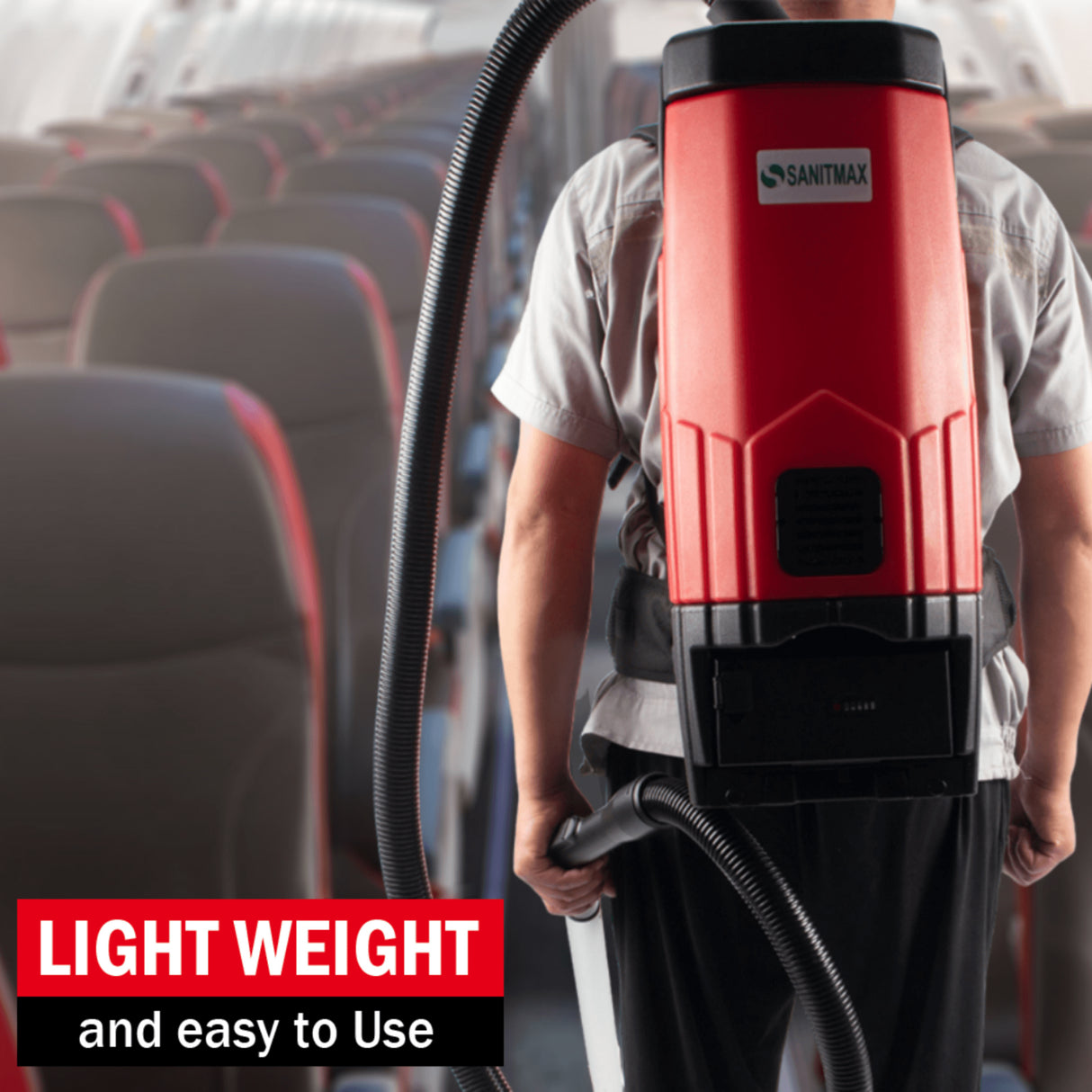 Sanitmax SM05 Cordless Backpack Vacuum, 106 CFM Cleaner, 1.3 Gal Capacity, Battery Powered