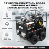 Sanitmax SM4000 Hot & Cold Water Gas Pressure Washer, 4,000 PSI, 4.0 GPM, Diesel Heated, Professional Contractor System