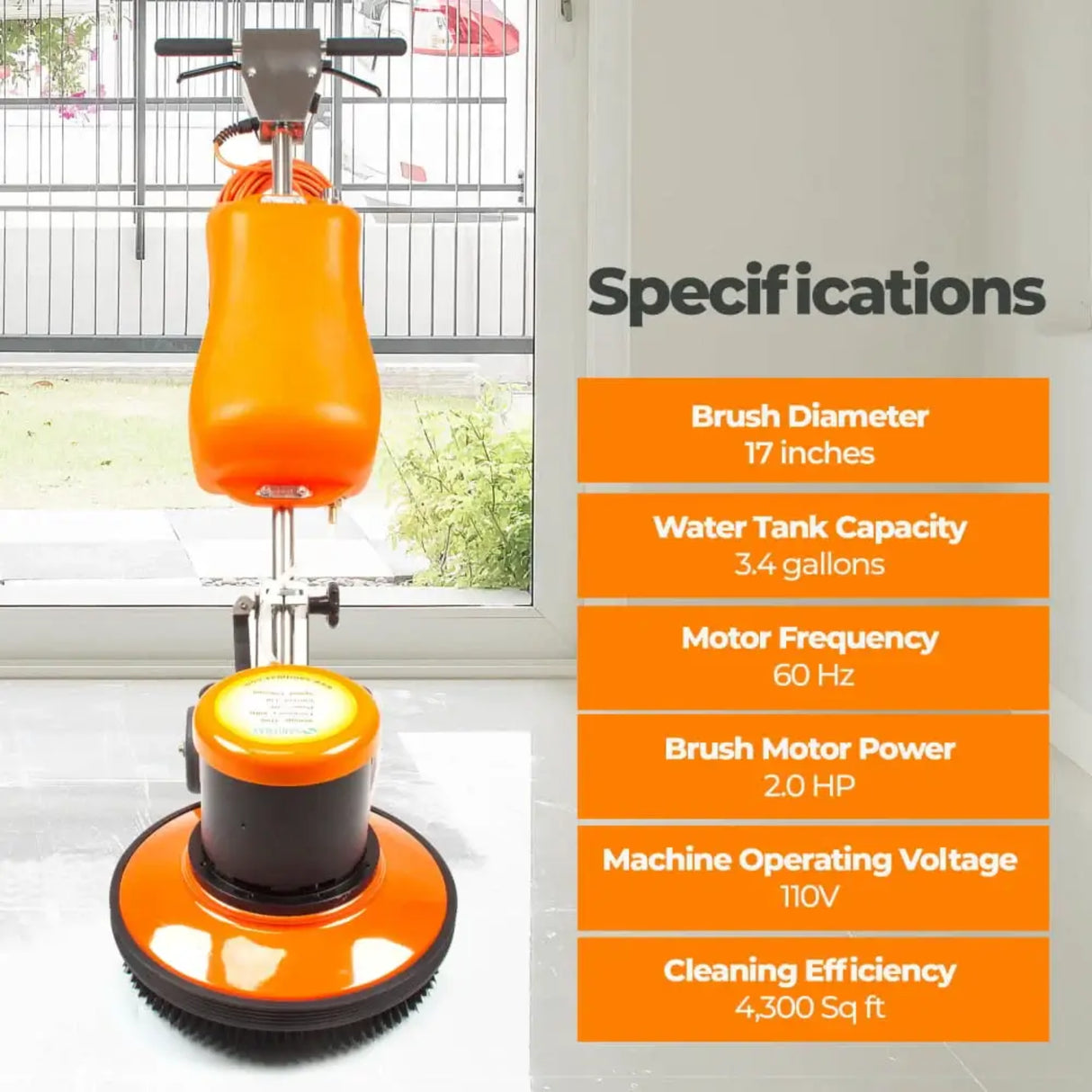 Sanitmax SM420AC 17" Professional Multi-Functional Floor Buffer Scrubber