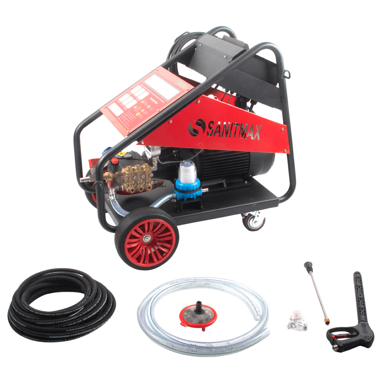 Sanitmax SM5000 Industrial Electric Pressure Washer, 5000 PSI, 5.5 GPM, 20 HP, 460V 3-Phase Cold Water System