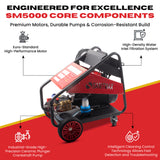 Sanitmax SM5000 Industrial Electric Pressure Washer, 5000 PSI, 5.5 GPM, 20 HP, 460V 3-Phase Cold Water System