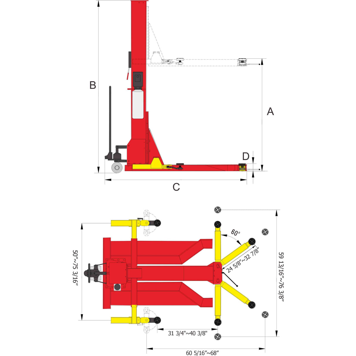 AMGO SML-7 Mobile Single Post Lift 7,000 lb Portable Hoist