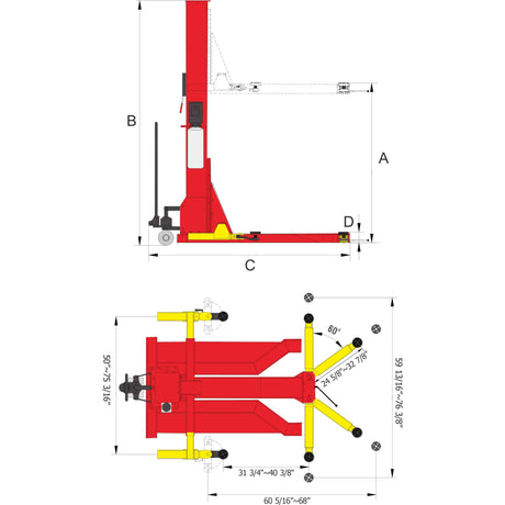 AMGO SML-7 Mobile Single Post Lift 7,000 lb Portable Hoist
