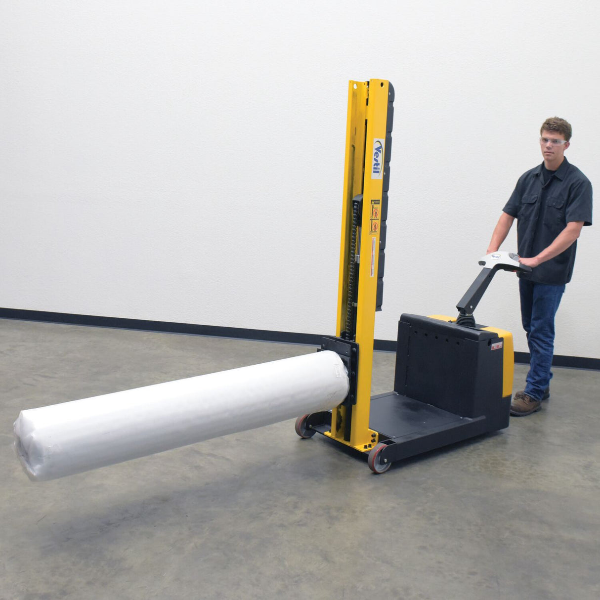 Vestil S-CB-NM-60 Counter-Balanced Narrow Mast Powered Stacker | 600 lb Capacity, 60" Lift, 17 Quick-Change Attachments Available