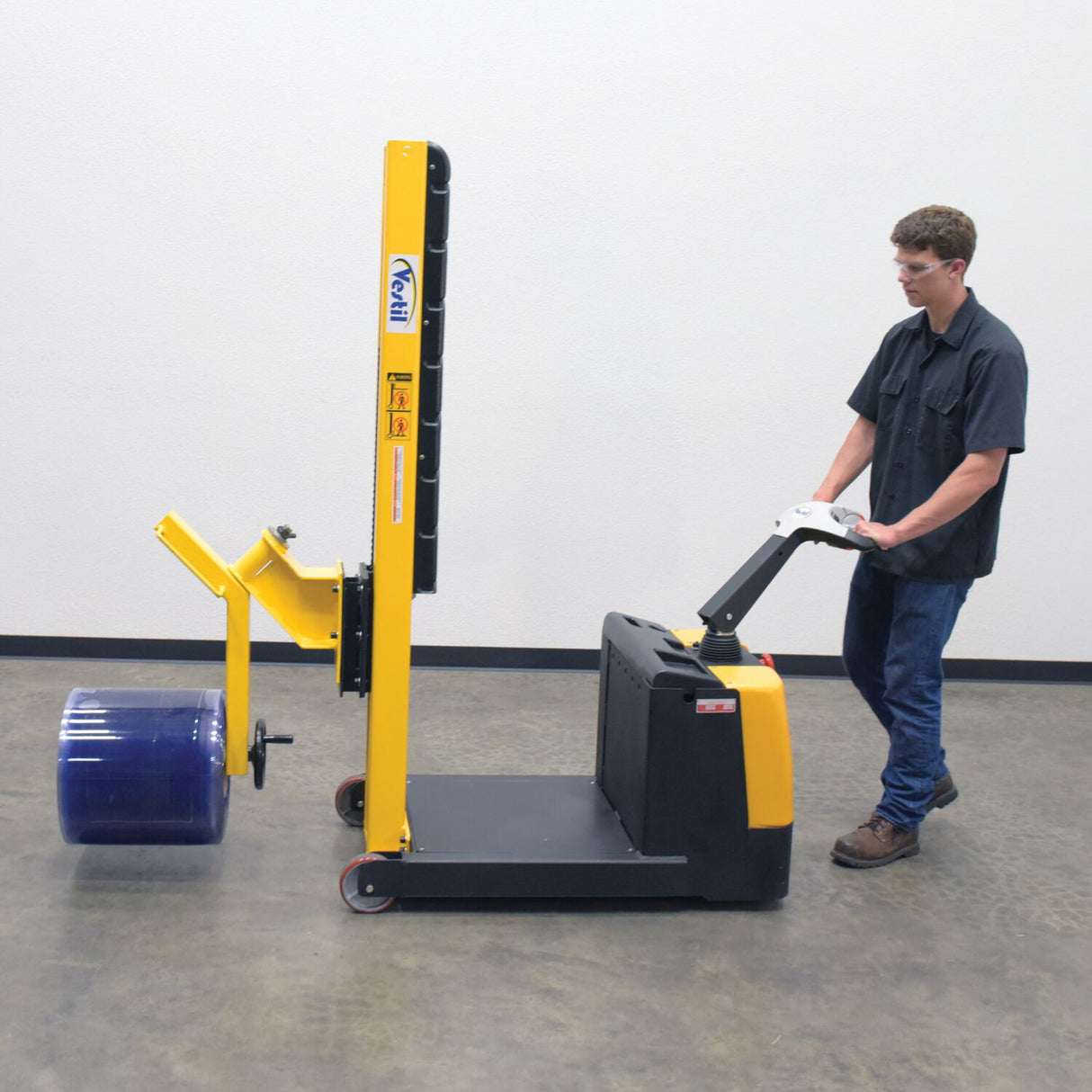 Vestil S-CB-NM-60 Counter-Balanced Narrow Mast Powered Stacker | 600 lb Capacity, 60" Lift, 17 Quick-Change Attachments Available