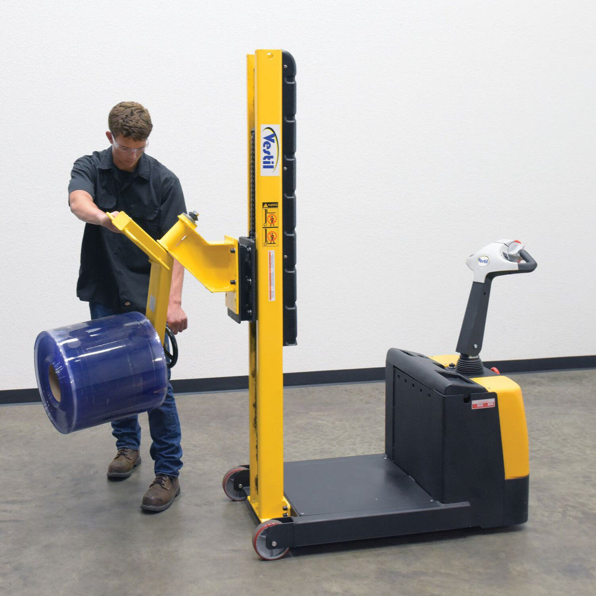 Vestil S-CB-NM-60 Counter-Balanced Narrow Mast Powered Stacker | 600 lb Capacity, 60" Lift, 17 Quick-Change Attachments Available