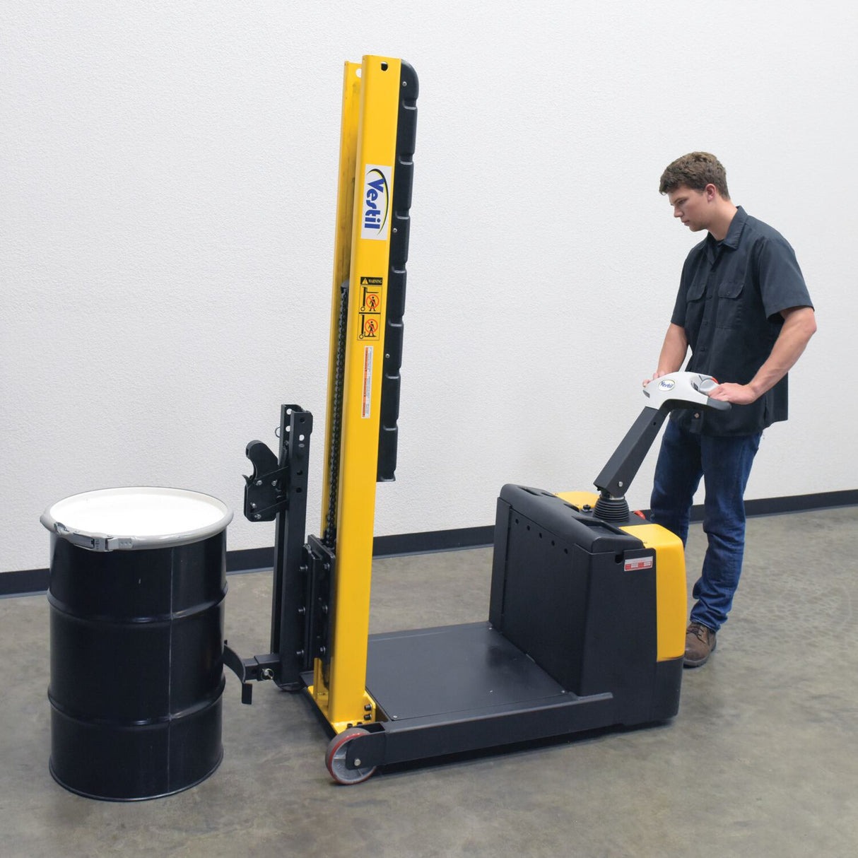Vestil S-CB-NM-60 Counter-Balanced Narrow Mast Powered Stacker | 600 lb Capacity, 60" Lift, 17 Quick-Change Attachments Available