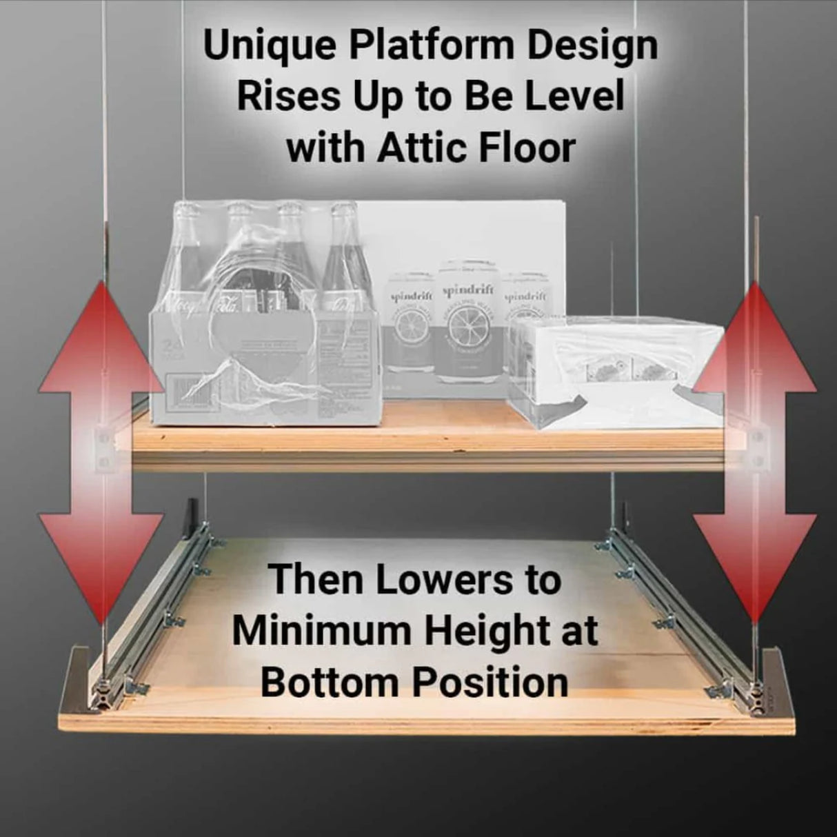 Auxx-Lift Attic-Lift Motorized Attic Storage Platform Lift – Up to 400 lb Through-Ceiling Lift with Wireless Remote, Assembled in USA