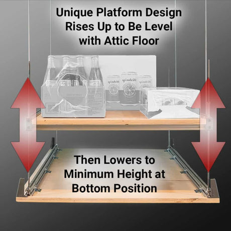 Auxx-Lift Attic-Lift Motorized Attic Storage Platform Lift – Up to 400 lb Through-Ceiling Lift with Wireless Remote, Assembled in USA