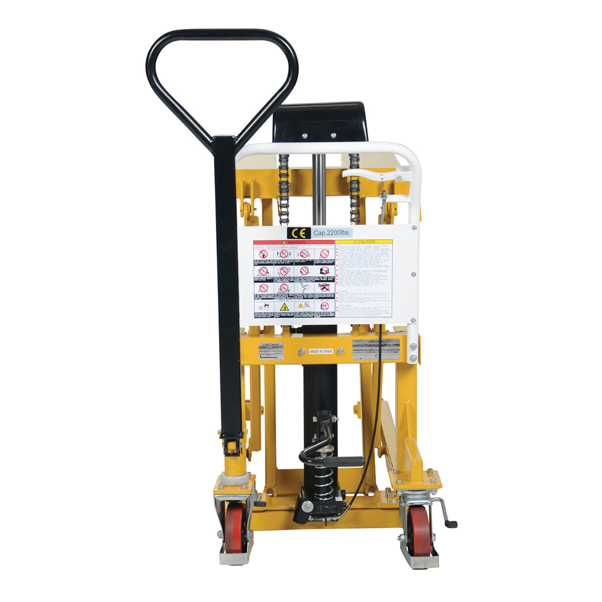 Vestil TAL Tote-A-Load — Open-Design Foot Pump or DC Powered Tote Lifter for Workstation Operations