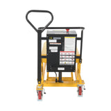 Vestil TAL Tote-A-Load — Open-Design Foot Pump or DC Powered Tote Lifter for Workstation Operations