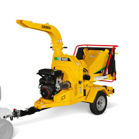 MechMaxx - 35HP 1000cc ZONSEN Gas Powered Commercial Wood Chipper with Hydraulic Feed System, 8” Capacity, Electric Start CROBA TX1000