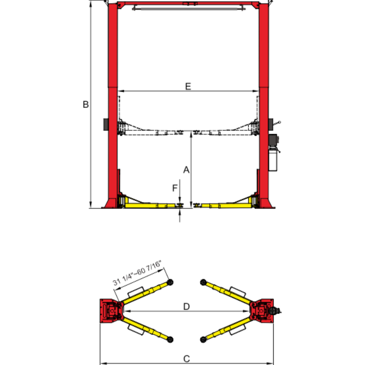 AMGO OH-12S 12,000-lb Clear Floor Two-Post Lift