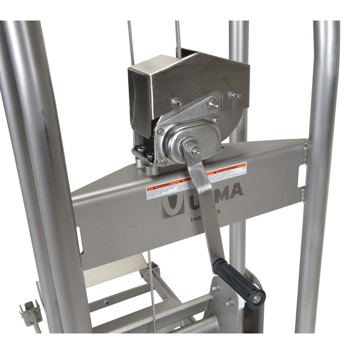 Vestil ULM-MS-220 Stainless Steel Manual Load Stacker | 304L Cradle Design, 220 lb Capacity, Sanitary Hand-Operated Lift