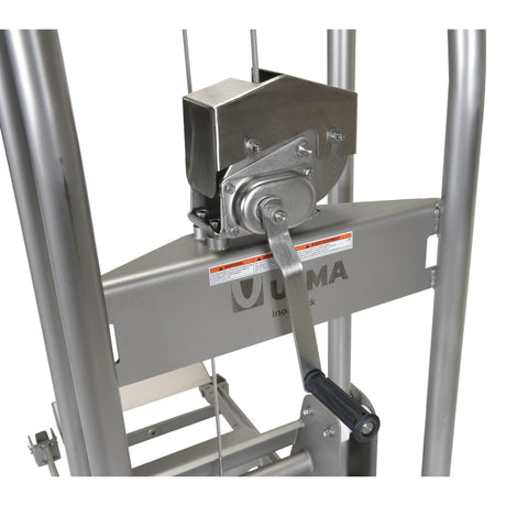 Vestil ULM-MS-220 Stainless Steel Manual Load Stacker | 304L Cradle Design, 220 lb Capacity, Sanitary Hand-Operated Lift