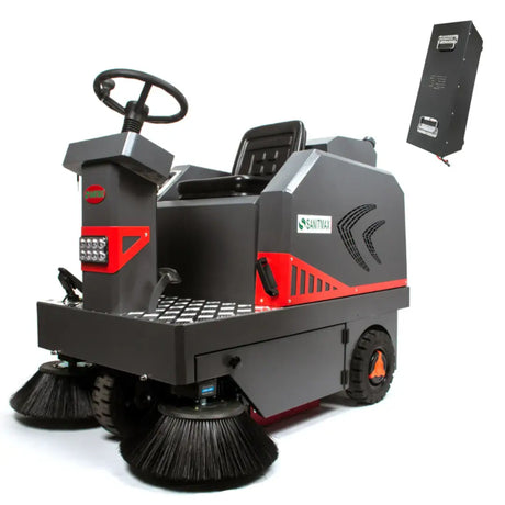 Sanitmax - SM1250 Ride-On Industrial Floor Sweeper 49" 69,000 Sq Ft/H Battery Powered Cleaning Machine