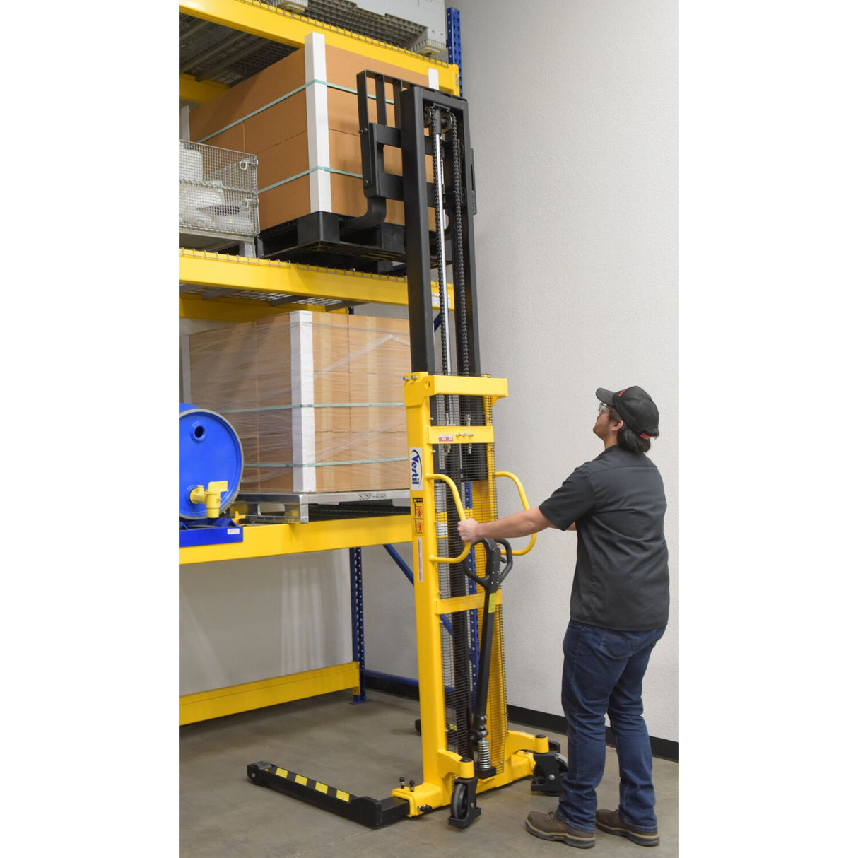 Vestil VHPS-2000 Manual Hand Pump Stacker | 2,000 lb Capacity, Adjustable or Fixed Forks, 17" to 118" Lift Height Options