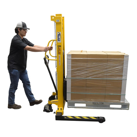Vestil VHPS-2000 Manual Hand Pump Stacker | 2,000 lb Capacity, Adjustable or Fixed Forks, 17" to 118" Lift Height Options