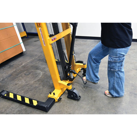 Vestil VHPS-2200-AA Premium Manual Hand Pump Stacker | 2,200 lb Capacity, 98.5" Lift Height, Dual Foot & Hand Pump Action