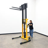 Vestil VHPS-2200-AA Premium Manual Hand Pump Stacker | 2,200 lb Capacity, 98.5" Lift Height, Dual Foot & Hand Pump Action