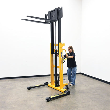 Vestil VHPS-2200-AA Premium Manual Hand Pump Stacker | 2,200 lb Capacity, 98.5" Lift Height, Dual Foot & Hand Pump Action