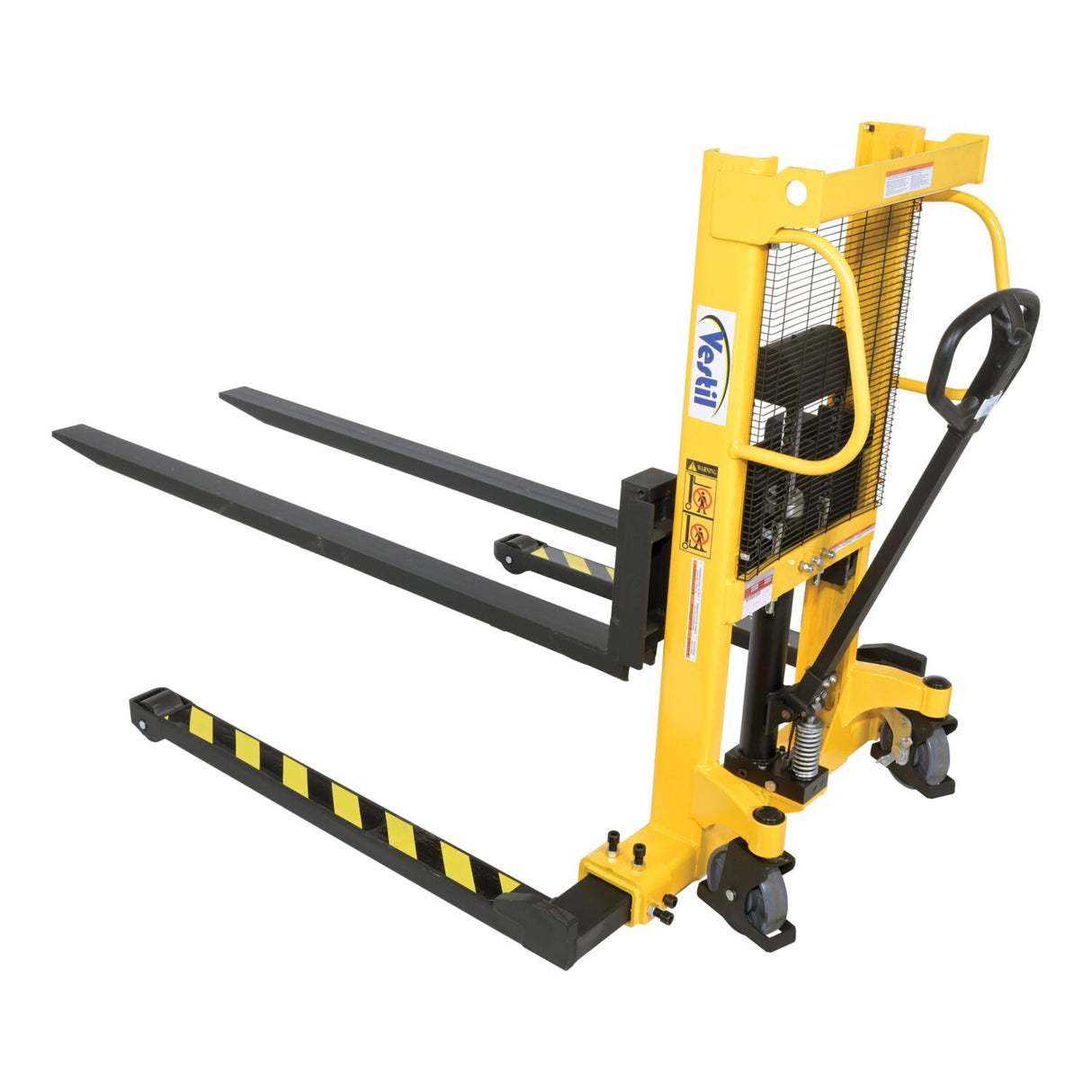 Vestil VHPS-550-AA-F72 Long Fork Specialty Manual Hand Pump Stacker | 72" Extended Forks, 550 lb Capacity for Long & Oversized Loads
