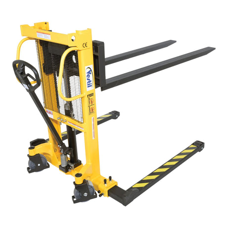 Vestil VHPS-550-AA-F72 Long Fork Specialty Manual Hand Pump Stacker | 72" Extended Forks, 550 lb Capacity for Long & Oversized Loads