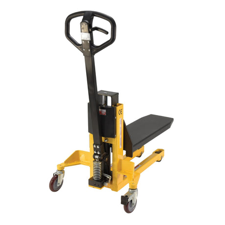 Vestil VHPS-NM Single Fork Skid Positioner Lifter — Manual Hand Pump Light-Duty Lifter with Open Three-Side Access