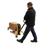 Vestil VHPS-NM Single Fork Skid Positioner Lifter — Manual Hand Pump Light-Duty Lifter with Open Three-Side Access