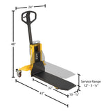 Vestil VHPS-NM Single Fork Skid Positioner Lifter — Manual Hand Pump Light-Duty Lifter with Open Three-Side Access