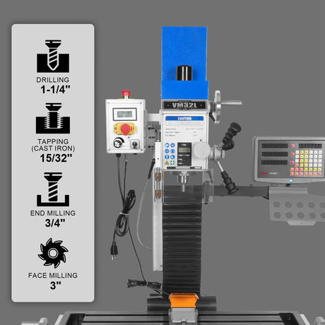 MechMaxx 8-1/4" x 33" Benchtop Mill Drill with DRO, 2HP Brushless