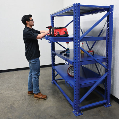 Vestil VRSOR Heavy Duty Roll-Out Shelving — Tool & Die Storage Rack
