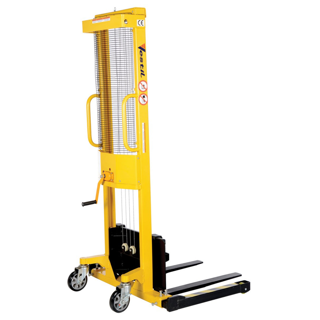 Vestil VWS-770 Manual Hand Winch Stacker | 770 lb Capacity, 59" Lift, Steel Cable Lift Mechanism, Adjustable or Fixed Forks