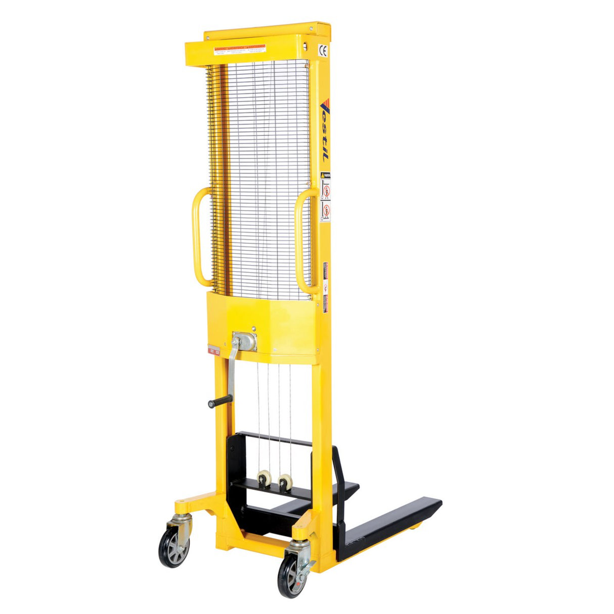 Vestil VWS-770 Manual Hand Winch Stacker | 770 lb Capacity, 59" Lift, Steel Cable Lift Mechanism, Adjustable or Fixed Forks
