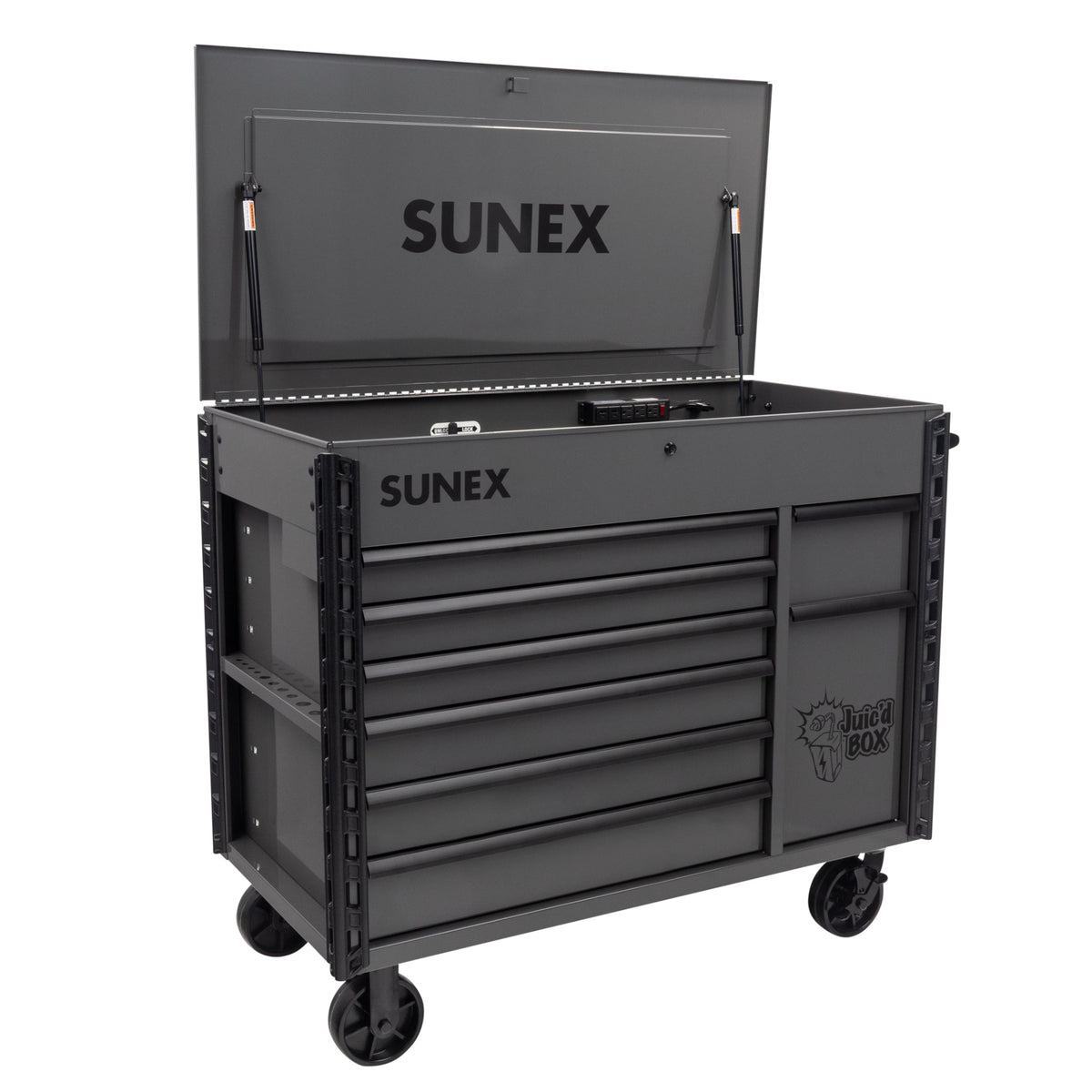 SUNEX Juic'd BOX 50" 7-Drawer Powered Tool Cart, 700 lb Capacity