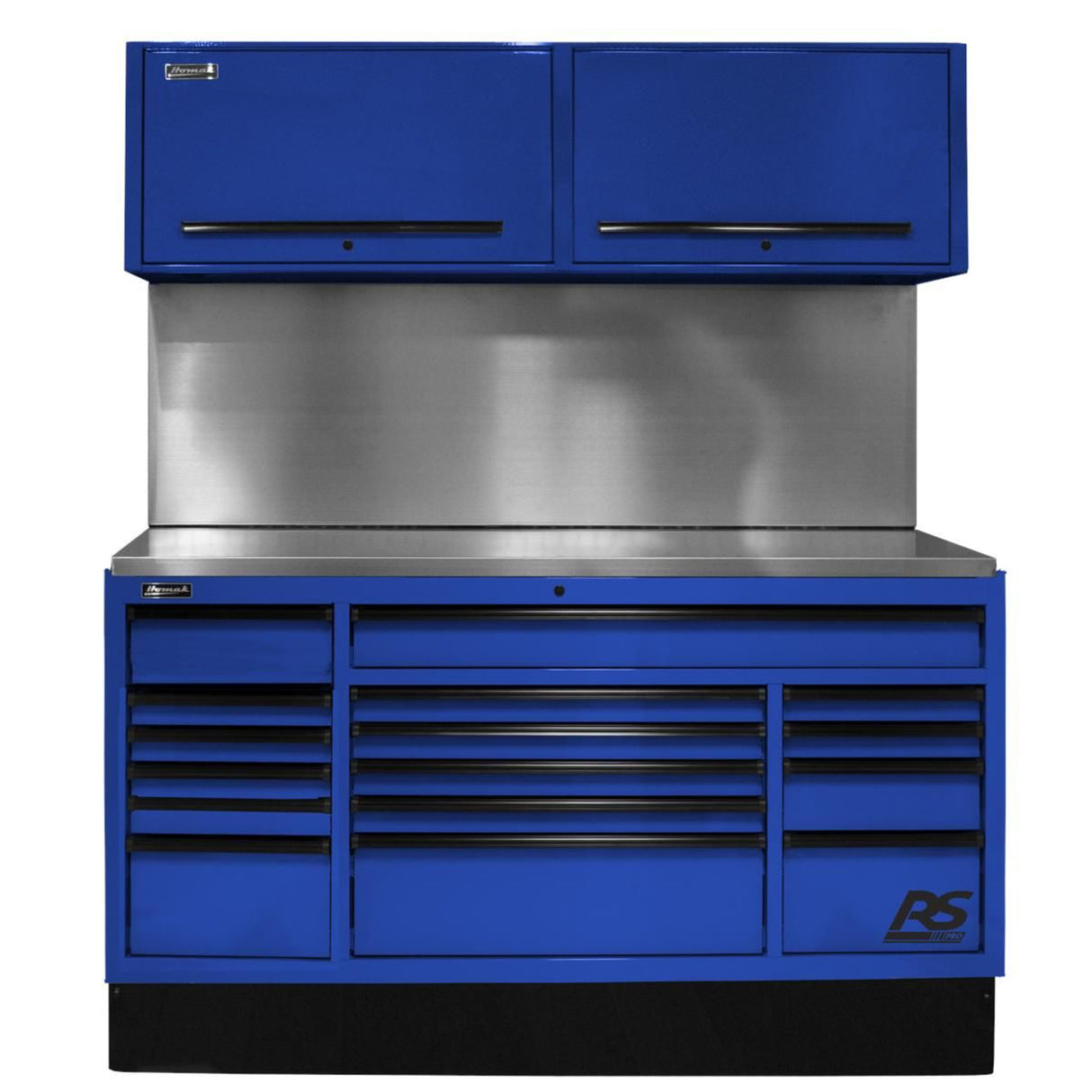 Homak 72" CTS Centralized Tool Storage Set — 16-Drawer Roller Cabinet, Canopy & Solid Backsplash